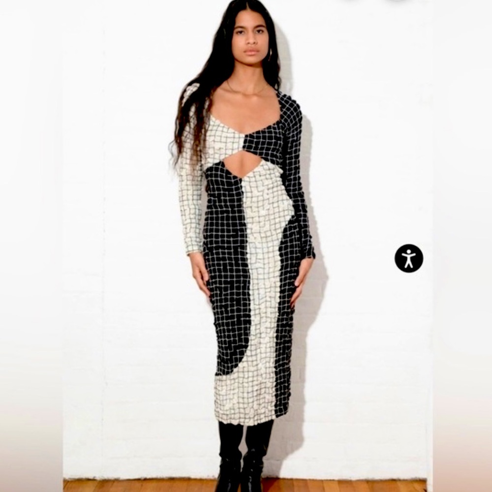 NWT MARA HOFFMAN Dione dress, black and white size XS